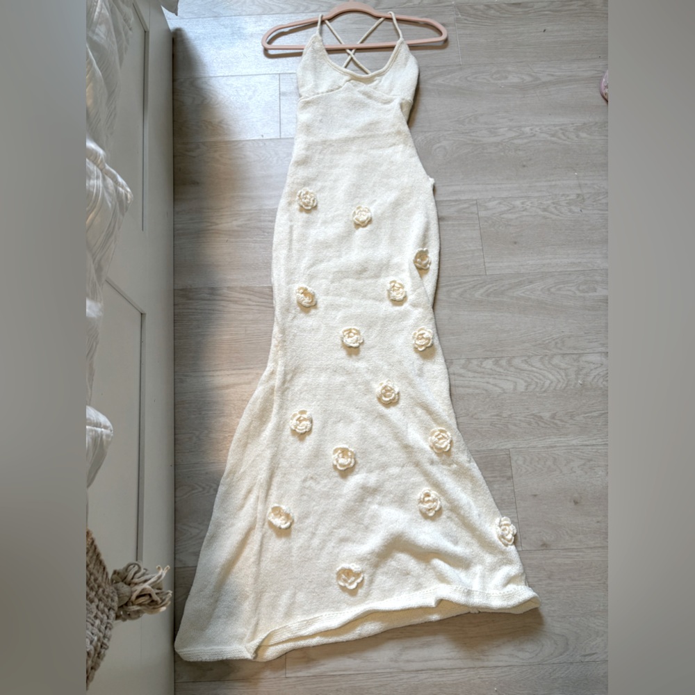 Cream knit maxi dress